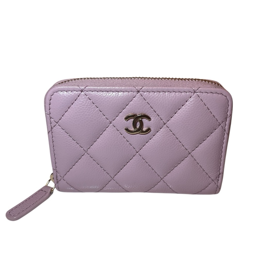 LuxeFindsResale.com Chanel caviar quilted zip coin purse light pink